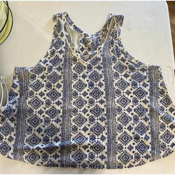 Lucky Brand Aztec Blue/White Swing Tank Sz M Boho - Picture 3 of 7